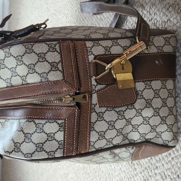 GUCCI suitcase oversized large travel satchel vintage, GG logo RARE original key - Picture 4 of 14